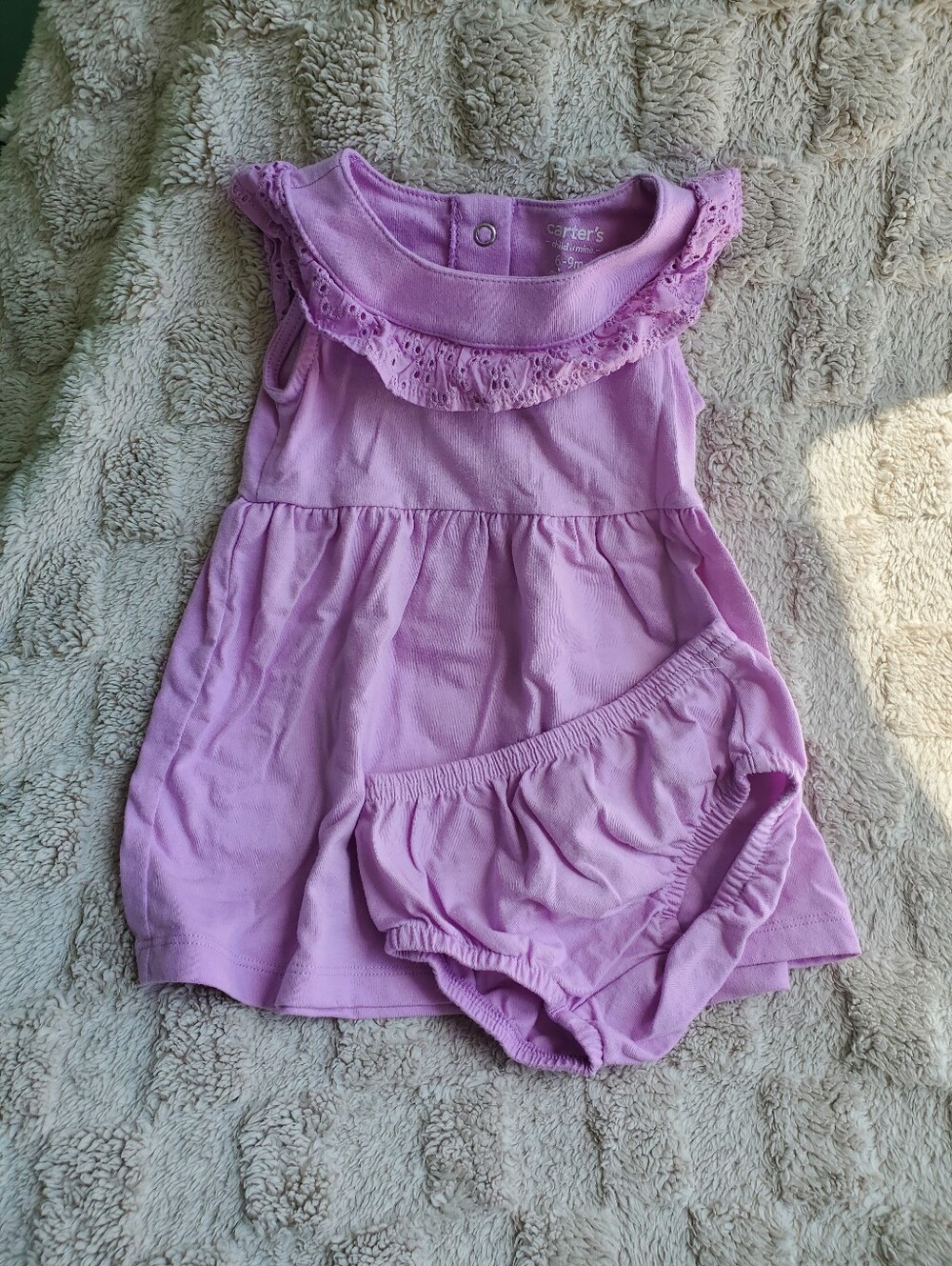 Carter's Lilac Ruffle Neck Dress with Matching Bloomers